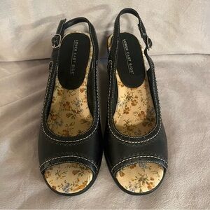 Lower East side peep toe wedges with floral footbed size 7.5